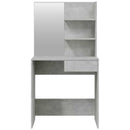 makeupbord med spejl 74,5x40x141 cm betongrå