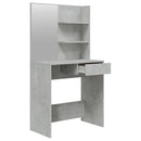 makeupbord med spejl 74,5x40x141 cm betongrå