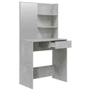 makeupbord med spejl 74,5x40x141 cm betongrå