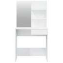makeupbord med spejl 74,5x40x141 cm hvid højglans