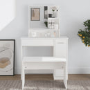 makeupbord med spejl 86,5x35x136 cm hvid