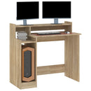 skrivebord med LED-lys 97x45x90 cm konstrueret træ sonoma-eg