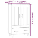skab 70x31x115 cm konstrueret træ sonoma-eg