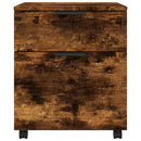 arkivskab med hjul 45x38x54 cm konstrueret træ røget egetræ