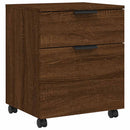 arkivskab med hjul 45x38x54 cm konstrueret træ brunt egetræ