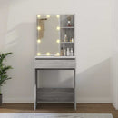 makeupbord med LED-lys 60x40x140 cm grå sonoma-eg