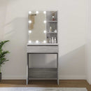 makeupbord med LED-lys 60x40x140 cm grå sonoma-eg