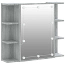 spejlskab med LED-lys 70x16,5x60 cm grå sonoma-eg
