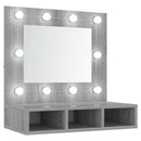 spejlskab med LED-lys 60x31,5x62 cm grå sonoma-eg