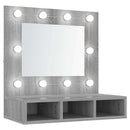 spejlskab med LED-lys 60x31,5x62 cm grå sonoma-eg