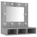 spejlskab med LED-lys 60x31,5x62 cm grå sonoma-eg