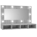 spejlskab med LED-lys 90x31,5x62 cm grå sonoma-eg