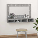 spejlskab med LED-lys 90x31,5x62 cm grå sonoma-eg