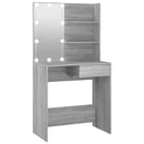 makeupbord med LED-lys 74,5x40x141 cm grå sonoma-eg