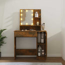makeupbord med LED-lys 86,5x35x136 cm røget egetræsfarve