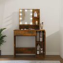 makeupbord med LED-lys 86,5x35x136 cm røget egetræsfarve