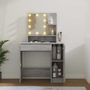 makeupbord med LED-lys 86,5x35x136 cm grå sonoma-eg
