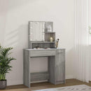 makeupbord med LED-lys 86,5x35x136 cm grå sonoma-eg