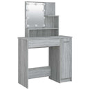 makeupbord med LED-lys 86,5x35x136 cm grå sonoma-eg