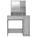 makeupbord med LED-lys 86,5x35x136 cm grå sonoma-eg