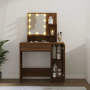 makeupbord med LED-lys 86,5x35x136 cm brun egetræsfarve