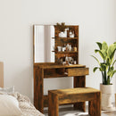 makeupbord med spejl 74,5x40x141 cm røget egetræsfarve
