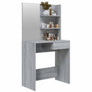 makeupbord med spejl 74,5x40x141 cm grå sonoma-eg