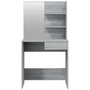 makeupbord med spejl 74,5x40x141 cm grå sonoma-eg