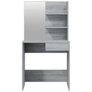 makeupbord med spejl 74,5x40x141 cm grå sonoma-eg