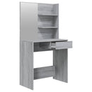 makeupbord med spejl 74,5x40x141 cm grå sonoma-eg