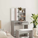 makeupbord med spejl 74,5x40x141 cm grå sonoma-eg