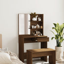 makeupbord med spejl 74,5x40x141 cm brun egetræsfarve
