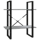 bogreol m. 2 hylder 60x30x70 cm konstrueret træ grå sonoma