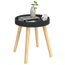 sidebord 38x38x40 cm konstrueret træ og massivt fyrretræ sort