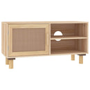 tv-bord 80x30x40 cm massivt fyrretræ og naturlig rattan brun