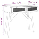 konsolbord 80x30x75 cm massivt fyrretræ naturlig rattan brun