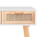 konsolbord 105x30x75 cm massivt fyrretræ naturlig rattan hvid
