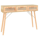 konsolbord 105x30x75 cm massivt fyrretræ naturlig rattan brun