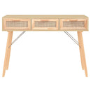 konsolbord 105x30x75 cm massivt fyrretræ naturlig rattan brun