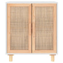 skænk 60x30x70 cm massivt fyrretræ og naturlig rattan hvid