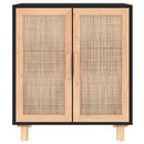 skænk 60x30x70 cm massivt fyrretræ og naturlig rattan sort