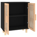 skænk 60x30x70 cm massivt fyrretræ og naturlig rattan sort