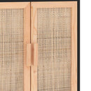 skænk 60x30x70 cm massivt fyrretræ og naturlig rattan sort