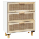 skænk 60x30x70 cm massivt fyrretræ og naturlig rattan hvid