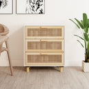 skænk 60x30x70 cm massivt fyrretræ og naturlig rattan hvid