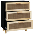 skænk 60x30x70 cm massivt fyrretræ og naturlig rattan sort