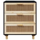 skænk 60x30x70 cm massivt fyrretræ og naturlig rattan sort