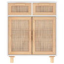 skænk 60x30x75 cm massivt fyrretræ og naturlig rattan hvid
