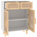 skænk 60x30x75 cm massivt fyrretræ og naturlig rattan hvid