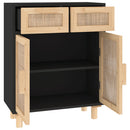 skænk 60x30x75 cm massivt fyrretræ og naturlig rattan sort